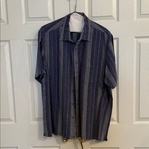 Navy Striped Casual Button Down Shirt